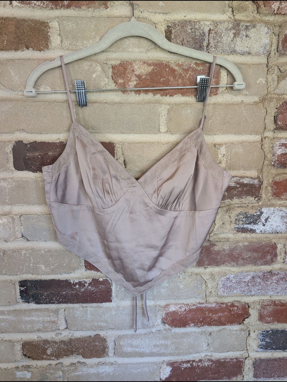 Women's Beige Lace-Trim Camisole Top